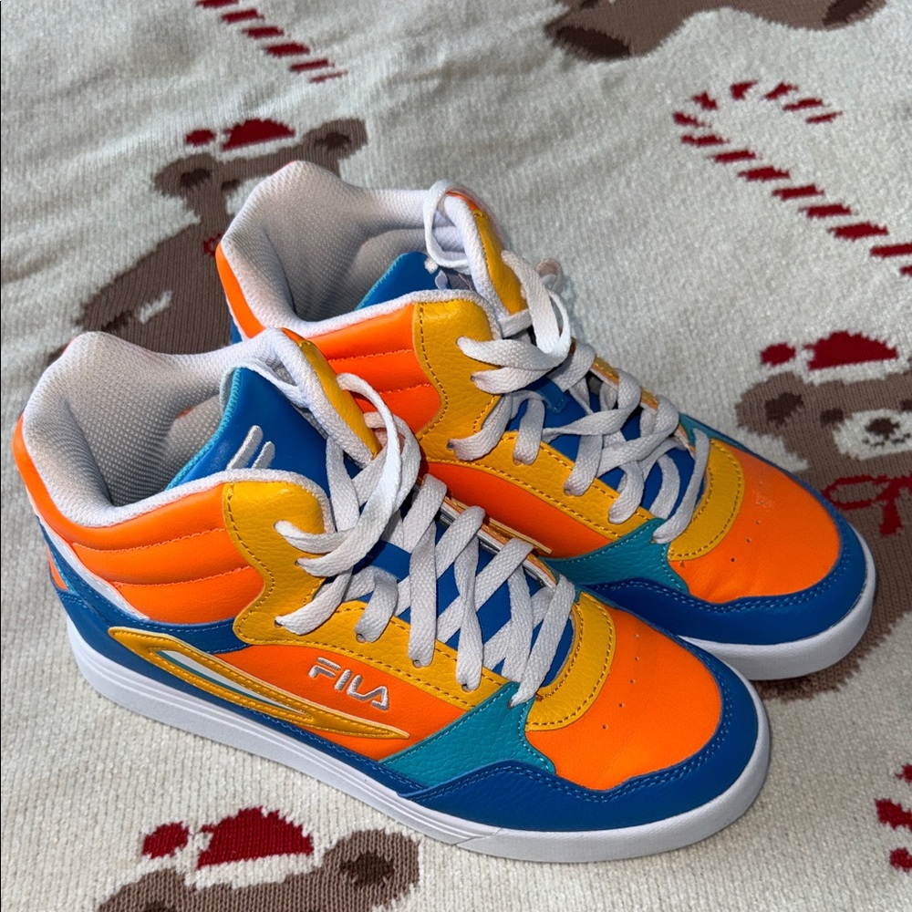 Fila Kids' Vibrant Orange and Blue Sneakers